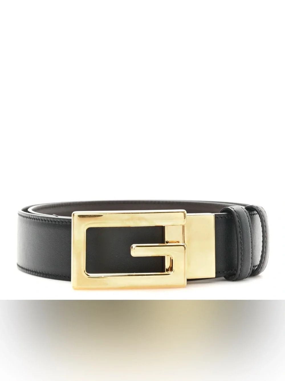 NWT Reversible Gucci Men's Black and Brown Leather Belt with Gold G Buckle